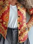 Women Floral Printing Long Sleeve Crew Neck Vintage Spring/Fall Cardigan Outerwear