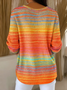 Women Ombre Spring/Fall Casual Long Sleeve V Neck Cotton Sweater