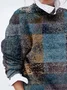 Women Abstract Plaid Printing Spring/Fall Casual Long Sleeve Crew Neck Sweater