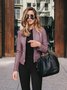 Women Spring/Fall Outerwear Vintage Split Joint Plain Long Sleeve Stand Collar Jacket