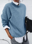 Women Plain Printing Spring/Fall Casual Long Sleeve Crew Neck Sweater