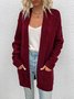 Women Plain Spring/Fall Cover-up Vintage Split Joint Lightweight Cardigan