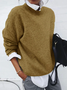 Women Plain Printing Spring/Fall Casual Long Sleeve Crew Neck Sweater