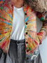 Women Abstract Printing Long Sleeve Crew Neck Vintage Spring/Fall Cardigan Outerwear