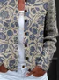Women Floral Printing Long Sleeve Crew Neck Vintage Spring/Fall Cardigan Outerwear
