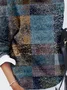 Women Abstract Plaid Printing Spring/Fall Casual Long Sleeve Crew Neck Sweater