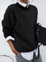 Women Plain Printing Spring/Fall Casual Long Sleeve Crew Neck Sweater