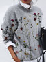 Women Floral Printing Spring/Fall Casual Long Sleeve Crew Neck Sweater