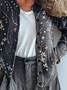 Women Floral Printing Long Sleeve Crew Neck Vintage Spring/Fall Cardigan Outerwear
