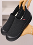 All Season Mesh Fabric Plain Shallow Flyknit slip-on comfortable flat shoes for mothers with soft soles