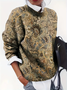 Women Floral Printing Spring/Fall Casual Long Sleeve Crew Neck Sweater