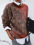 Women Abstract Printing Spring/Fall Casual Long Sleeve Crew Neck Sweater