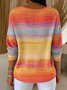 Women Floral Spring/Fall Casual Long Sleeve V Neck Cotton Sweater