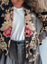 Women Floral Printing Long Sleeve Crew Neck Vintage Spring/Fall Cardigan Outerwear
