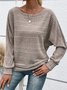 Women Plain Long Sleeve Tee T-shirt Crew Neck Jacquard Vintage Spring/Fall Top