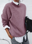 Women Plain Printing Spring/Fall Casual Long Sleeve Crew Neck Sweater