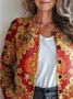 Women Floral Printing Long Sleeve Crew Neck Vintage Spring/Fall Cardigan Outerwear