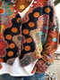 Women Abstract Printing Long Sleeve V Neck Casual Spring/Fall Cardigan Outerwear