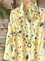 Women Floral Long Sleeve Shirt Spring/Fall Buckle Shirt Collar Regular Sleeve Daily Casual Top