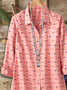 Women Abstract Long Sleeve Shirt Spring/Fall Buckle Shirt Collar Regular Sleeve Daily Casual Top