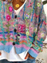 Women Floral Printing Long Sleeve V Neck Casual Spring/Fall Cardigan Outerwear
