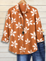Women Floral Long Sleeve Shirt Spring/Fall Buckle Shirt Collar Regular Sleeve Daily Casual Top