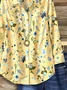 Women Floral Long Sleeve Shirt Spring/Fall Buckle Shirt Collar Regular Sleeve Daily Casual Top