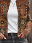 Women Abstract Printing Long Sleeve Crew Neck Vintage Spring/Fall Cardigan Outerwear