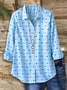 Women Abstract Long Sleeve Shirt Spring/Fall Buckle Shirt Collar Regular Sleeve Daily Casual Top