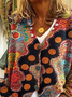 Women Abstract Printing Long Sleeve V Neck Casual Spring/Fall Cardigan Outerwear