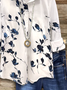 Women Floral Long Sleeve Shirt Spring/Fall Buckle Shirt Collar Regular Sleeve Daily Casual Top