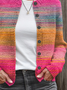 Women Abstract Printing Long Sleeve Crew Neck Vintage Spring/Fall Cardigan Outerwear