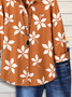 Women Floral Long Sleeve Shirt Spring/Fall Buckle Shirt Collar Regular Sleeve Daily Casual Top