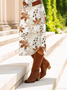 Women Maple Leaf Long Sleeve Spring/Fall Dress Crew Neck Daily Casual Midi T-Shirt Dress A-Line Dress