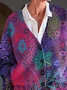 Women Floral Printing Long Sleeve V Neck Casual Spring/Fall Cardigan Outerwear