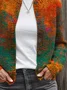 Women Abstract Printing Long Sleeve Crew Neck Vintage Spring/Fall Cardigan Outerwear