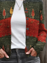 Women Christmas Printing Long Sleeve Crew Neck Vintage Spring/Fall Cardigan Outerwear