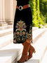 Women Floral Long Sleeve Spring/Fall Dress Crew Neck Daily Casual Midi T-Shirt Dress A-Line Dress