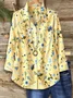 Women Floral Long Sleeve Shirt Spring/Fall Buckle Shirt Collar Regular Sleeve Daily Casual Top