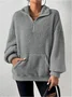 Women Plain Mock Neck Split Joint Vintage Spring/Fall Long Sleeve Sweatshirt