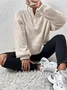 Women Plain Mock Neck Split Joint Vintage Spring/Fall Long Sleeve Sweatshirt