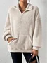 Women Plain Mock Neck Split Joint Vintage Spring/Fall Long Sleeve Sweatshirt