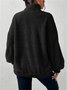 Women Plain Mock Neck Split Joint Vintage Spring/Fall Long Sleeve Sweatshirt