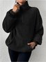 Women Plain Mock Neck Split Joint Vintage Spring/Fall Long Sleeve Sweatshirt