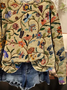 Women Floral Crew Neck Printing Casual Spring/Fall Long Sleeve Sweatshirt