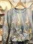 Women Floral Crew Neck Printing Casual Spring/Fall Long Sleeve Sweatshirt