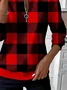 Women Plaid Crew Neck Printing Casual Spring/Fall Long Sleeve Sweatshirt