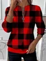 Women Plaid Crew Neck Printing Casual Spring/Fall Long Sleeve Sweatshirt