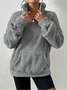Women Plain Mock Neck Split Joint Vintage Spring/Fall Long Sleeve Sweatshirt