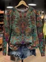 Women Floral Crew Neck Printing Casual Spring/Fall Long Sleeve Sweatshirt